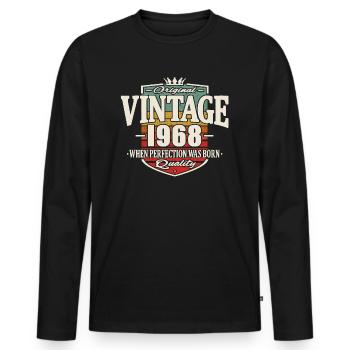 Vintage 1968 - Men's Premium Organic Long Sleeve Shirt - black - Front - Nico (187cm)