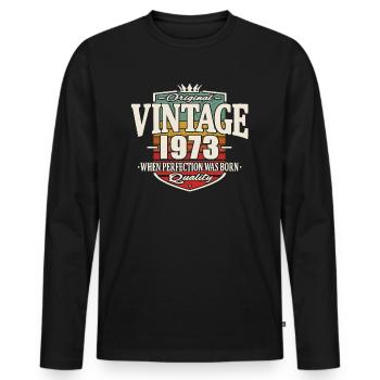 Vintage 1973 - Men's Premium Organic Long Sleeve Shirt - black - Front - Nico (187cm)