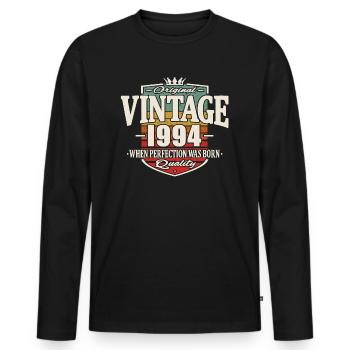 Vintage retro 1994 - T-shirt manches longues Premium bio Homme - noir - Devant - Nico (187cm)