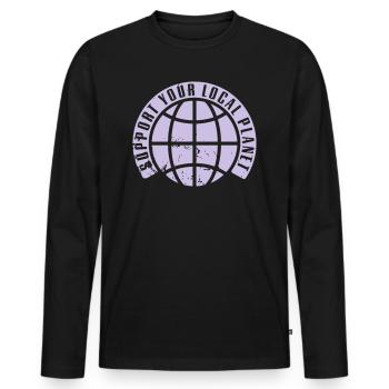 SUPPORT YOUR LOCAL PLANET - Männer Premium Bio Langarmshirt - Schwarz - Vorne - Nico (187cm)