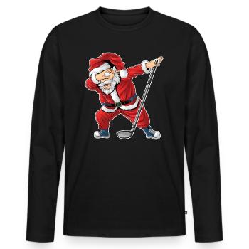 Santa Claus Playing Golf Babbo Natale Golf - Men's Premium Organic Long Sleeve Shirt - black - Front - Nico (187cm)