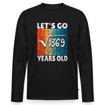 37e anniversaire - la racine de 1369 = 37 ans - T-shirt manches longues Premium bio Homme - noir - Devant - Nico (187cm)