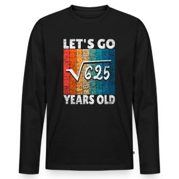 25e anniversaire - la racine de 625 = 25 ans - T-shirt manches longues Premium bio Homme - noir - Devant - Nico (187cm)