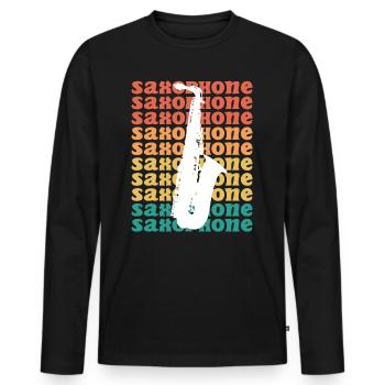 Vintage Musiker Saxophonist Saxophon - Männer Premium Bio Langarmshirt - Schwarz - Vorne - Nico (187cm)