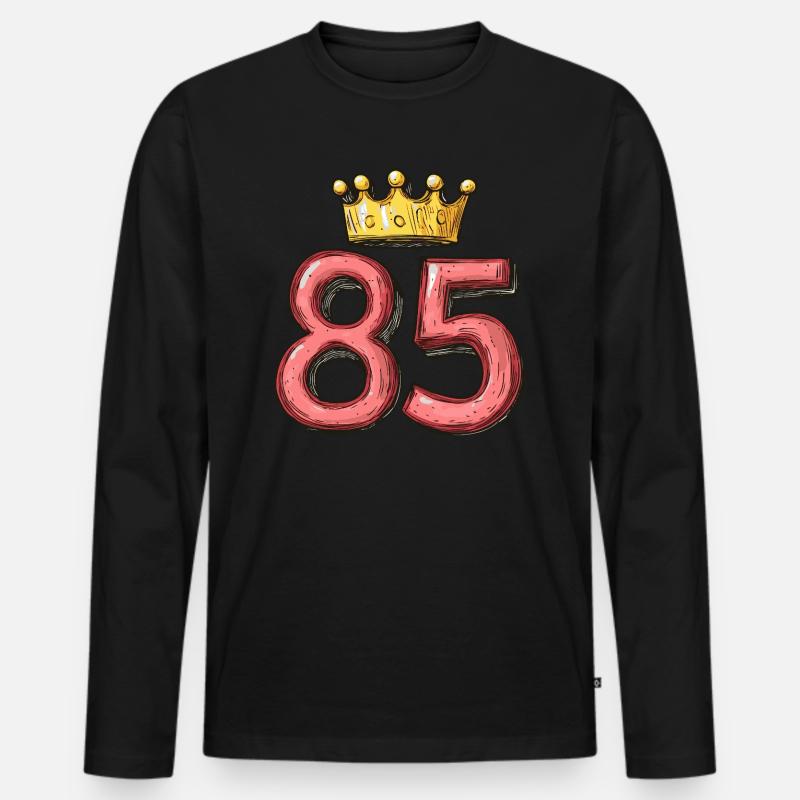 85 Zahl Krone - Männer Premium Bio Langarmshirt - Schwarz