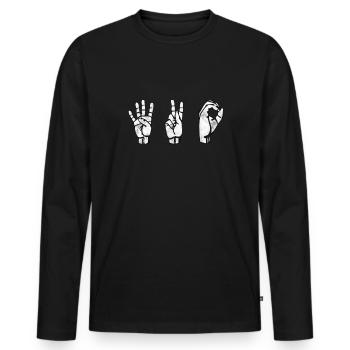 Cannabis Marijuana Gras 420 kiffen Gebärdensprache - Männer Premium Bio Langarmshirt - Schwarz - Vorne - Nico (187cm)