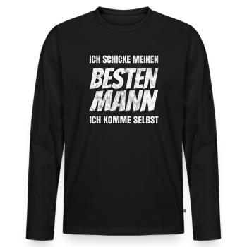 Craftsman office work, Best man boss boss - Men's Premium Organic Long Sleeve Shirt - black - Front - Nico (187cm)