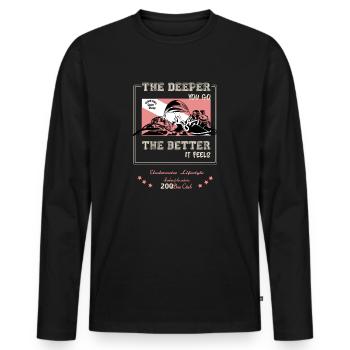 Plus c'est profond, mieux c'est - Plongée - T-shirt manches longues Premium bio Homme - noir - Devant - Nico (187cm)