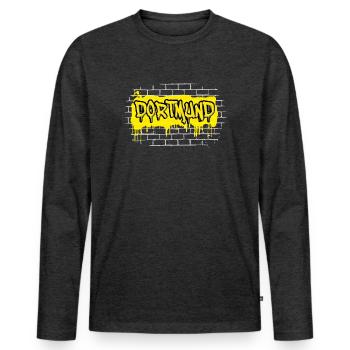 Dortmund - Männer Premium Bio Langarmshirt - Anthrazit meliert - Vorne - Nico (187cm)
