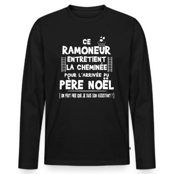 Ramoneur - T-shirt manches longues Premium bio Homme - noir - Devant - Nico (187cm)