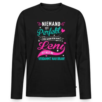Niemand ist perfekt aber wenn dein Name Leni ist - Männer Premium Bio Langarmshirt - Schwarz - Vorne - Nico (187cm)