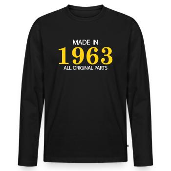 Made in 1963 toutes pièces originales - T-shirt manches longues Premium bio Homme - noir - Devant - Nico (187cm)
