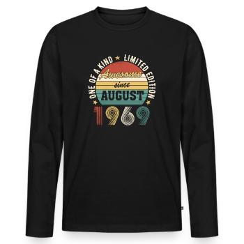 Awesome since Août 1969 Anniversaire - T-shirt manches longues Premium bio Homme - noir - Devant - Nico (187cm)