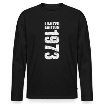 1973 Limited Edition - Männer Premium Bio Langarmshirt - Schwarz - Vorne - Nico (187cm)