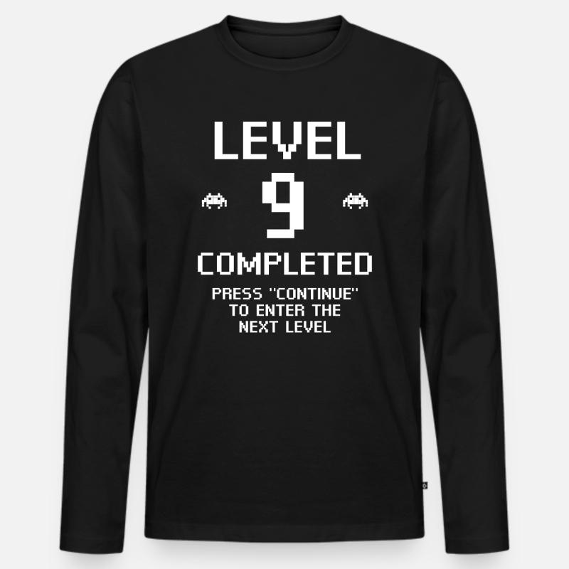 Level 9 Completed - Männer Premium Bio Langarmshirt - Schwarz