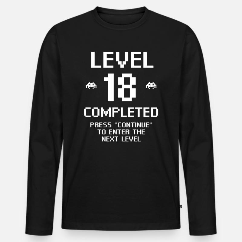 Level 18 Completed - Männer Premium Bio Langarmshirt - Schwarz