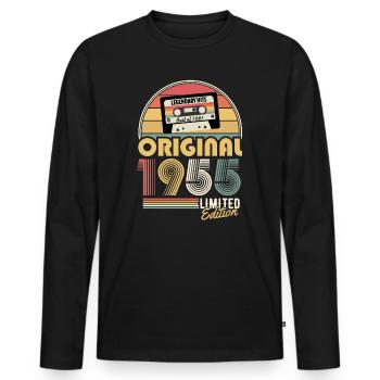 1955 Vintage Millésime Anniversaire Rétro Cadeau - T-shirt manches longues Premium bio Homme - noir - Devant - Nico (187cm)