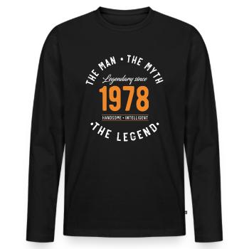 Legendary since 1978 The Man The Myth - T-shirt manches longues Premium bio Homme - noir - Devant - Nico (187cm)