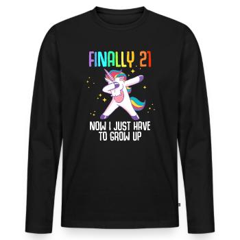 Finally 21 Now I Just Have To Grow Up - T-shirt manches longues Premium bio Homme - noir - Devant - Nico (187cm)