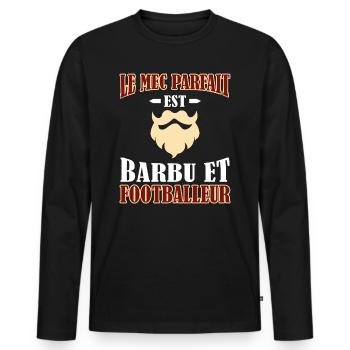 Mec Parfait Homme Barbu Footballeur - T-shirt manches longues Premium bio Homme - noir - Devant - Nico (187cm)