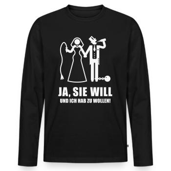 Ja, Sie Will … (Bräutigam, Junggesellenabschied W) - Männer Premium Bio Langarmshirt - Schwarz - Vorne - Nico (187cm)