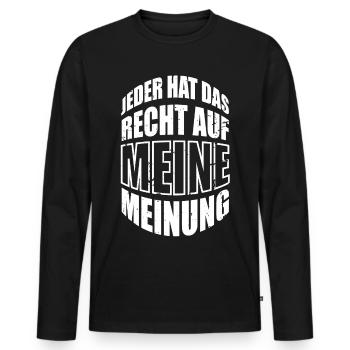 Jeder hat das Recht auf meine Meinung - Männer Premium Bio Langarmshirt - Schwarz - Vorne - Nico (187cm)