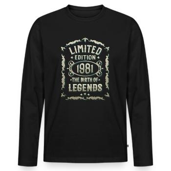 Né en 1981 - anniversaire de légende né en 1981 - T-shirt manches longues Premium bio Homme - noir - Devant - Nico (187cm)