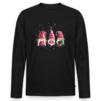 Weihnachten Wichtel Süße Weihnachtswichtel Motiv - Männer Premium Bio Langarmshirt - Schwarz - Vorne - Nico (187cm)