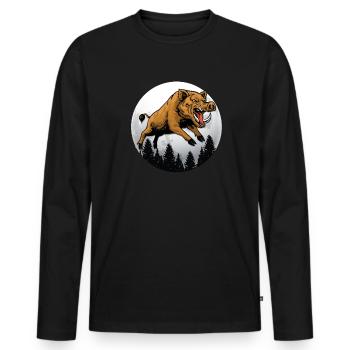 Wildschwein Wildsau Jagd Jäger Geschenk - Männer Premium Bio Langarmshirt - Schwarz - Vorne - Nico (187cm)
