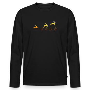 Chasseur de battement de coeur chasseur cerf cerf cadeau sauvage - T-shirt manches longues Premium bio Homme - noir - Devant - Nico (187cm)