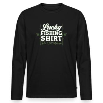 Cadeau de poisson pêcheur pêcheur pêcheur - T-shirt manches longues Premium bio Homme - noir - Devant - Nico (187cm)