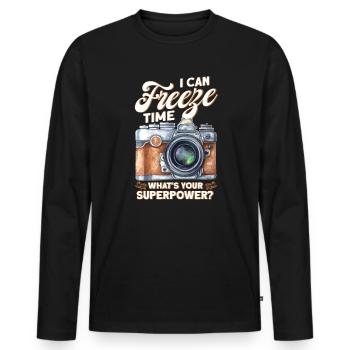 Fotograf Fotografin Fotografie Foto Geschenk - Männer Premium Bio Langarmshirt - Schwarz - Vorne - Nico (187cm)