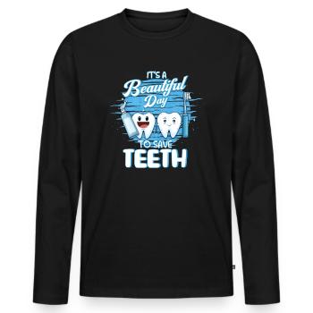 Dentist Dentists Teeth Tooth Hygienist Motif - Men's Premium Organic Long Sleeve Shirt - black - Front - Nico (187cm)