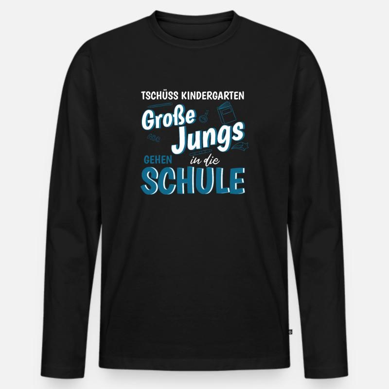 Tschüss Kindergarten Geschenk zur Einschulung - Männer Premium Bio Langarmshirt - Schwarz