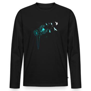 Pustflower Birds Bird Dandelion Gift - Men's Premium Organic Long Sleeve Shirt - black - Front - Nico (187cm)