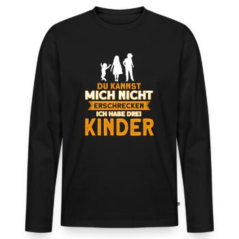 Ich Habe Drei Kinder Papa Mama Geschenk - Männer Premium Bio Langarmshirt - Schwarz - Vorne - Nico (187cm)