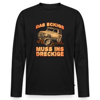 Das Eckige Muss ns Dreckige Offroad Gelände Motiv - Männer Premium Bio Langarmshirt - Schwarz - Vorne - Nico (187cm)