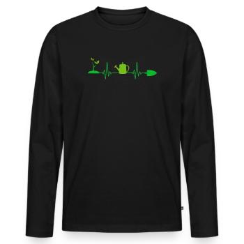 Hobby gardener watering can heartbeat garden gift - Men's Premium Organic Long Sleeve Shirt - black - Front - Nico (187cm)