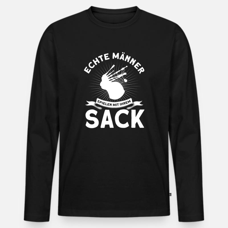 Echte Männer Dudelsack Schottland Sackpfeife Motiv - Männer Premium Bio Langarmshirt - Schwarz