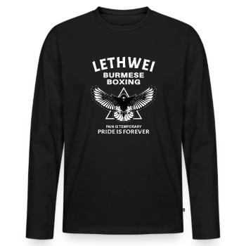 Lethwei Eagle - Men's Premium Organic Long Sleeve Shirt - black - Front - Nico (187cm)