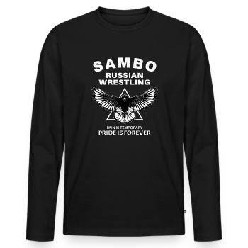 Sambo Daghestan Lutte - T-shirt manches longues Premium bio Homme - noir - Devant - Nico (187cm)