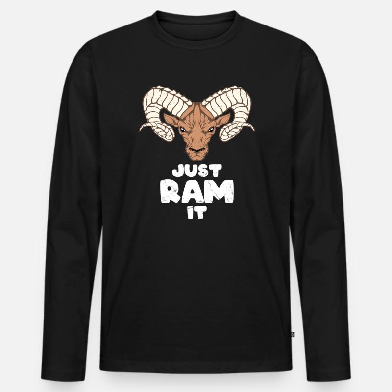 Aries Widder - Männer Premium Bio Langarmshirt - Schwarz
