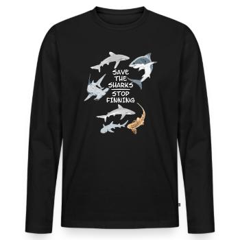 Save the Sharks Stop Finning - Men's Premium Organic Long Sleeve Shirt - black - Front - Nico (187cm)