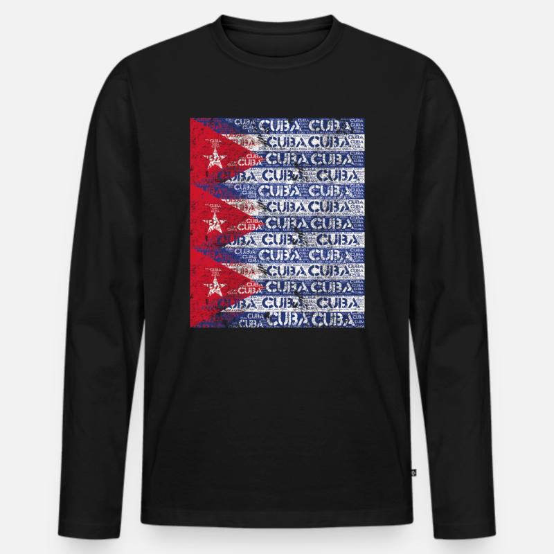 Cuba Kuba Flagge - Männer Premium Bio Langarmshirt - Schwarz