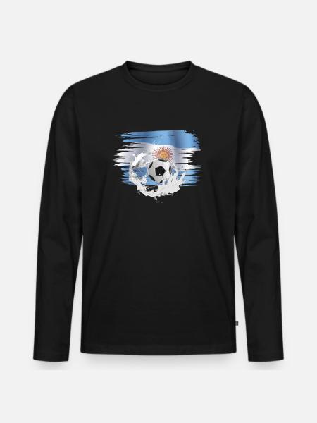 Flag af Argentina Argentina Fodbold - Premium økologisk langærmet T-shirt til mænd - sort