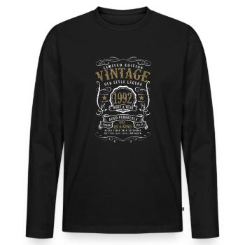 30 Birthday Old Style Legend Vintage 1992 - Men's Premium Organic Long Sleeve Shirt - black - Front - Nico (187cm)