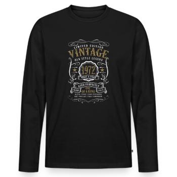 50th Birthday Old Style Legend Vintage 1972 - Men's Premium Organic Long Sleeve Shirt - black - Front - Nico (187cm)