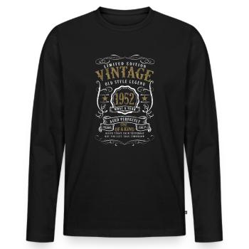 70 Geburtstag Vintage 1952 Old Style Legend - Männer Premium Bio Langarmshirt - Schwarz - Vorne - Nico (187cm)