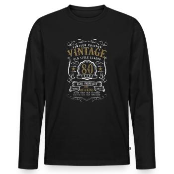 Cadeau d'anniversaire 80 ans 80 ans - T-shirt manches longues Premium bio Homme - noir - Devant - Nico (187cm)