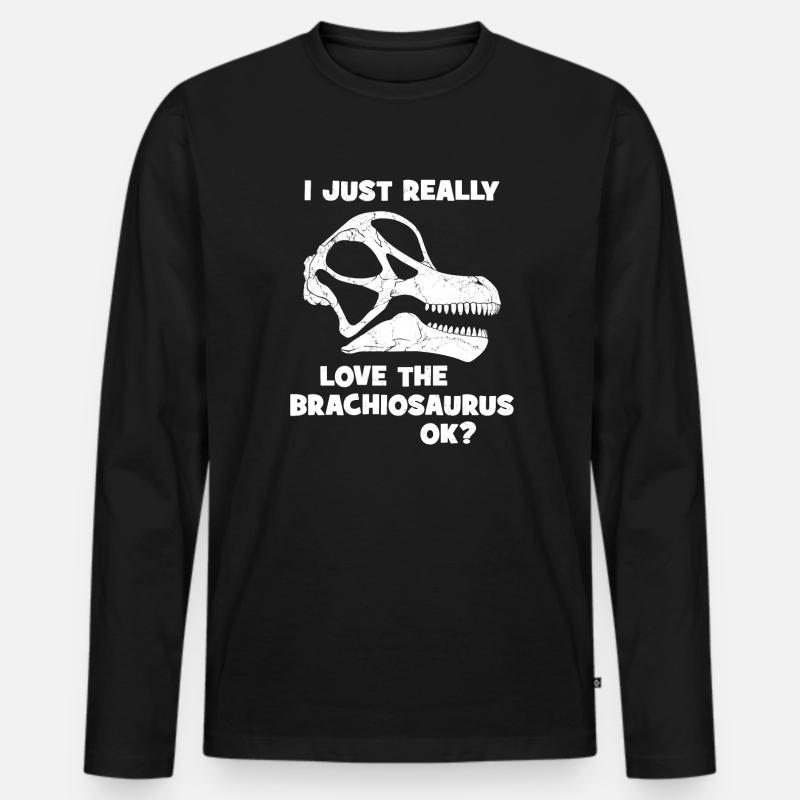 Brachiosaurus Fossil Schädel - Männer Premium Bio Langarmshirt - Schwarz